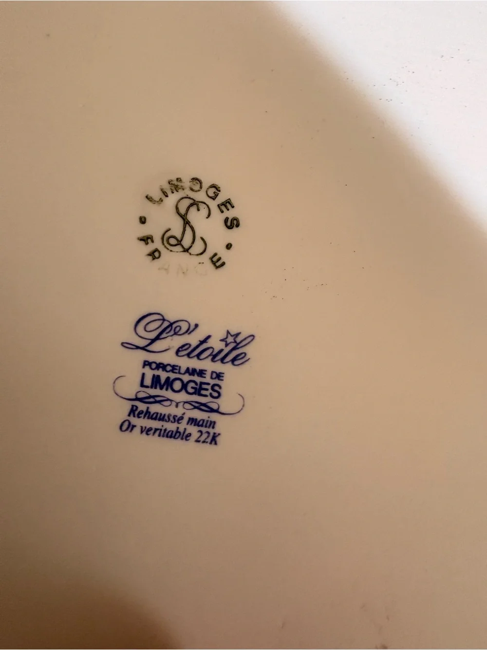 Limoges White Porcelain Vanity Tray with Pink and Yellow Floral Border